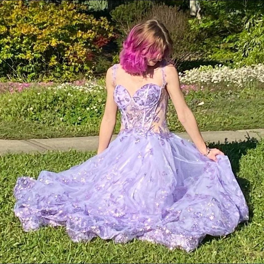 Butterfly Lavender Designer Prom Dress